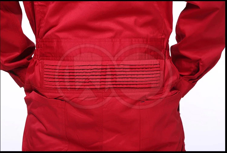 Индивидуальный логотип вашей компании механический комбинезон для мужчин 100% хлопок красный Рабочий Комбинезон промышленная Рабочая одежда