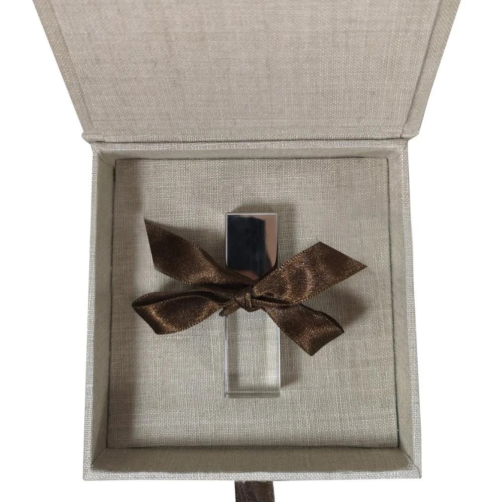 Small Custom Linen Textile USB Photo Box