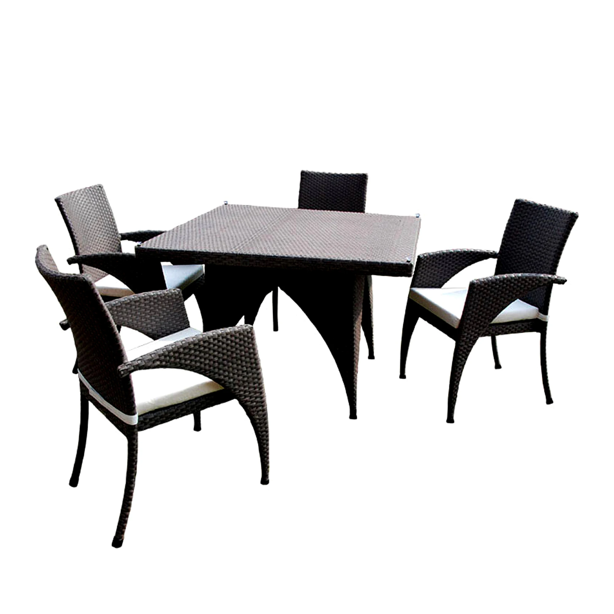 brown rattan wicker dining table set  aluminium frame outdoor dining table set luxury round rattan dining table and 4 chairs