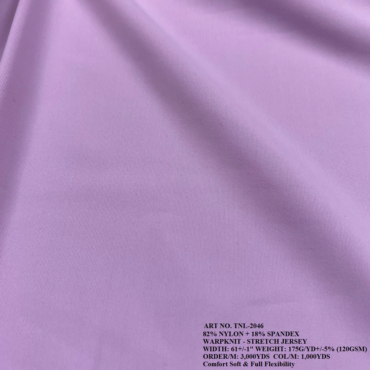
TNL-2046 82% Nylon 18% Spandex Warp Tricot fabric 
