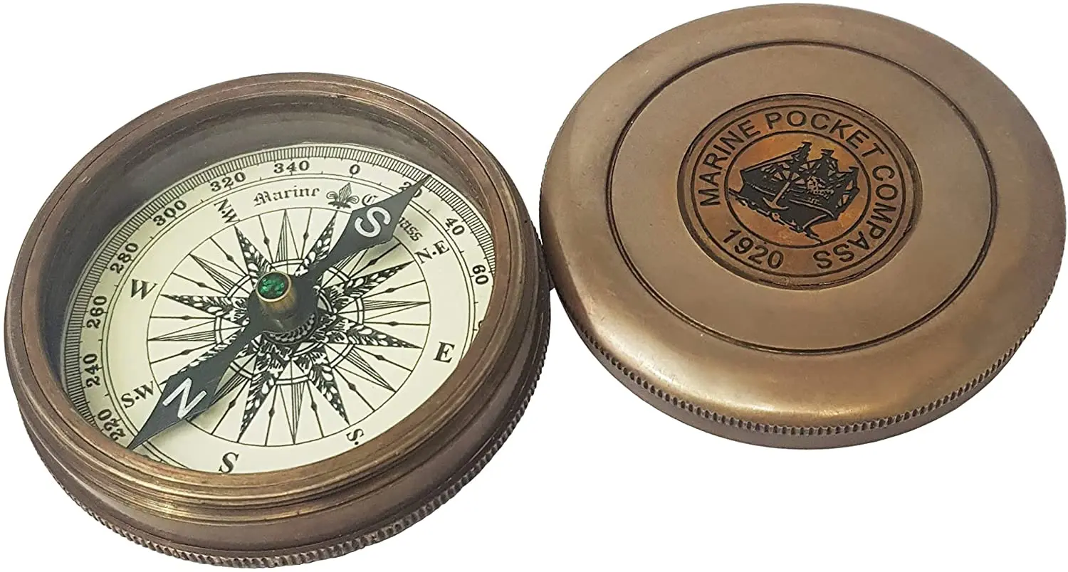 Nautical Antique Brass Poem Compass Indian Handicraft Item