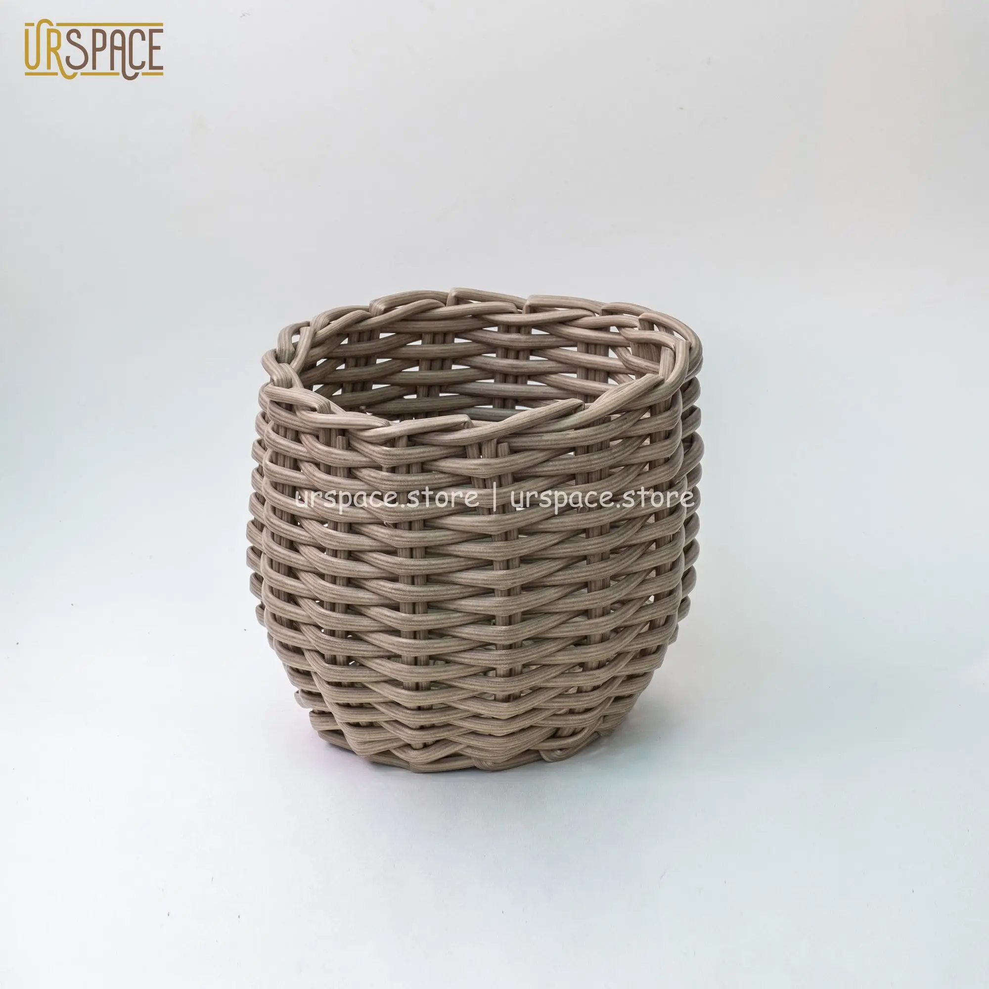 Wholesale ODM/OEM price feature service factory wicker storage baskets Single Resin Small Round Basket With Handle from Vietnam