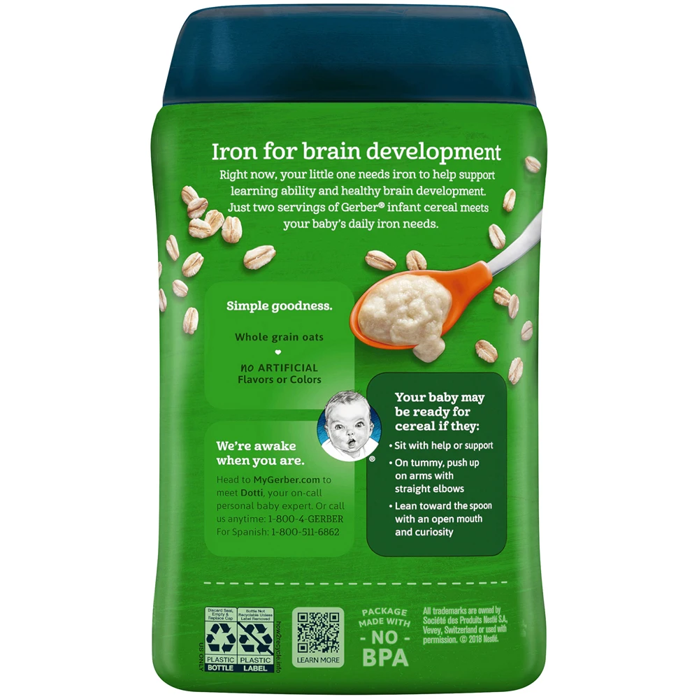 
Gerber, Organic Oatmeal, Single Grain Cereal 8 oz (227 g) 