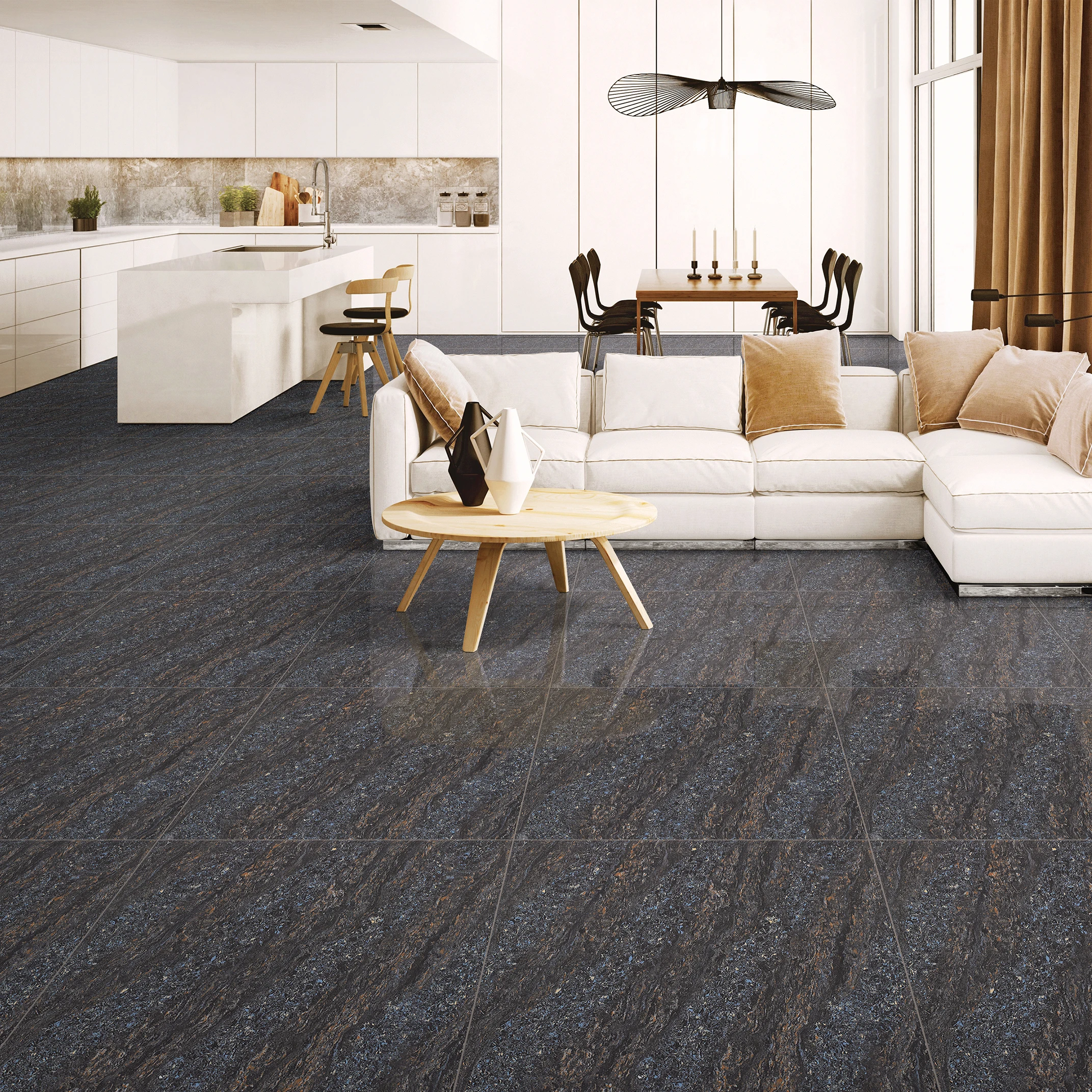 Керамическая плитка темного цвета с двойной загрузкой и большой дорожной областью для торговых центров, больниц и складов, 600x600 мм