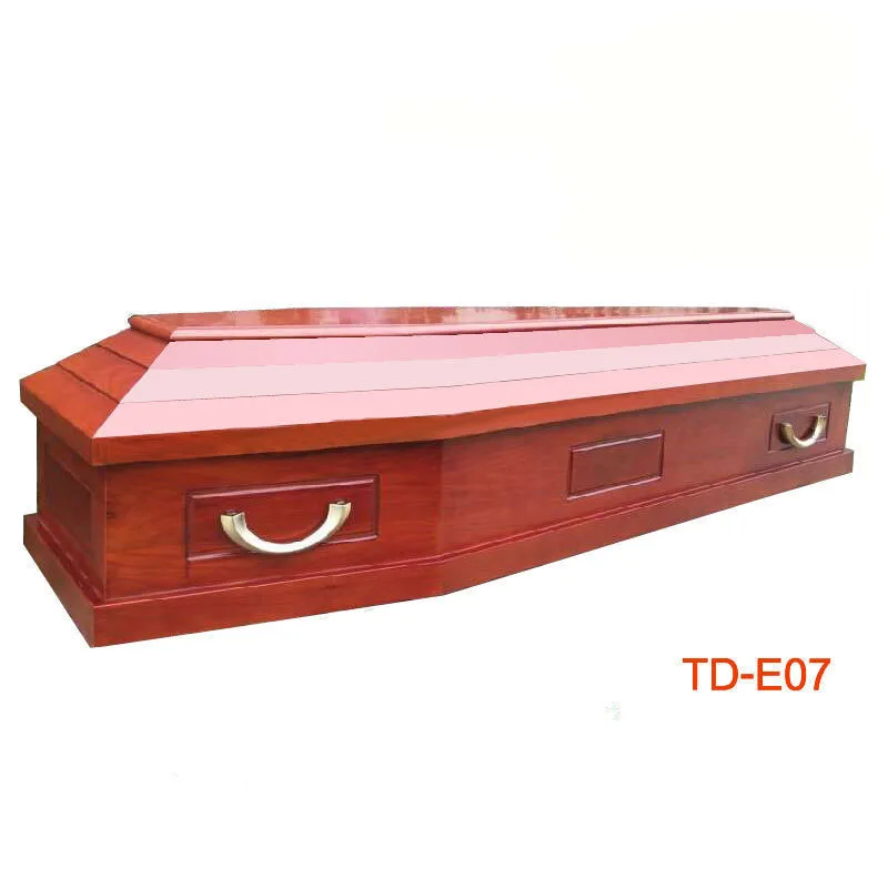 TD--E07 European style coffin China manufacturer direct export wooden coffin of full couch cheap price