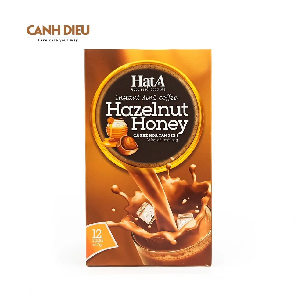 Instant Coffee Hazelnut Honey Coffee Net weight 204g per box - Hat A Cafe Brand - Good Taste - Good Selling - Product of Vietnam