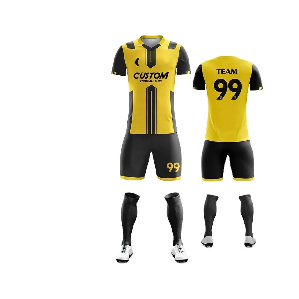 Factory High Quality Cheap Soccer Jersey 100% Polyester Club Soccer Uniform Sets Football Jersey Kit