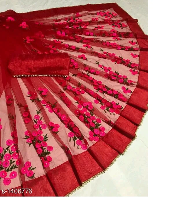 Самая красивая одежда для вечеринки, сеточная вышивка, рабочее сари с блузкой, индийская Женская одежда, сари, низкая цена, оптовая продажа, сурат