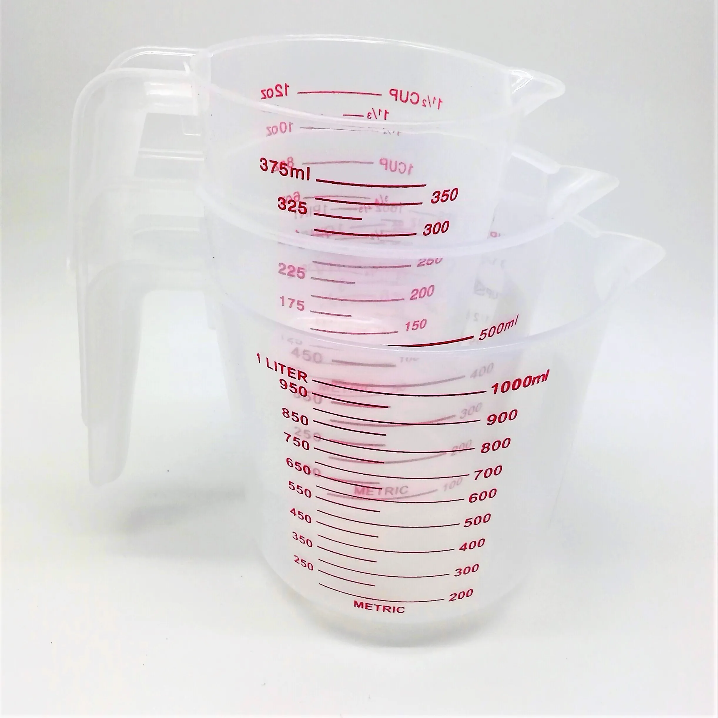 STARWOOD #18SWTT334 set of 3 Plastic Measuring Cup 375ml 500ml 2 cups 1000ml 4 cups PP Kitchen measures jug