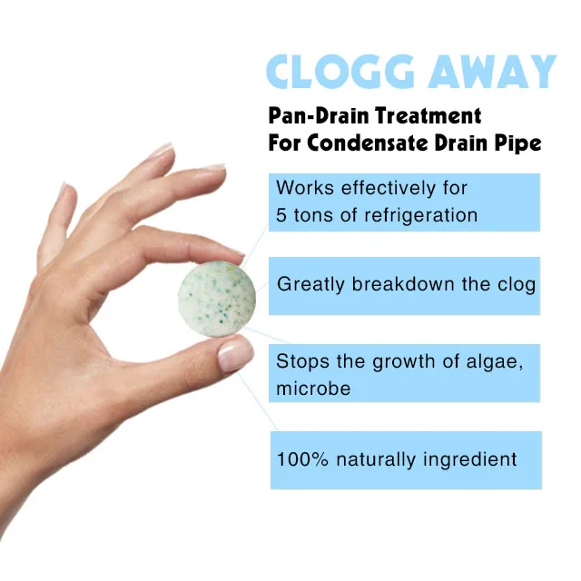 
Clogg Away - Protects For 6 Months - 20 Tablets - Condensate Pan Tablet Up To 60,000 BTU - Pan-Drain Treatment 