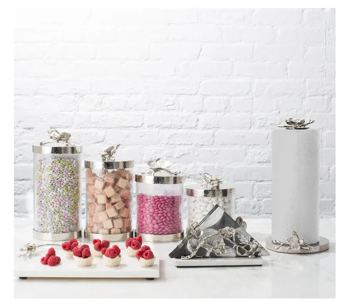 Роскошная Черная канистра для орхидеи маленькая с металлическим блестящим никелем и молотковым дизайном Современная по лучшей цене из Индии