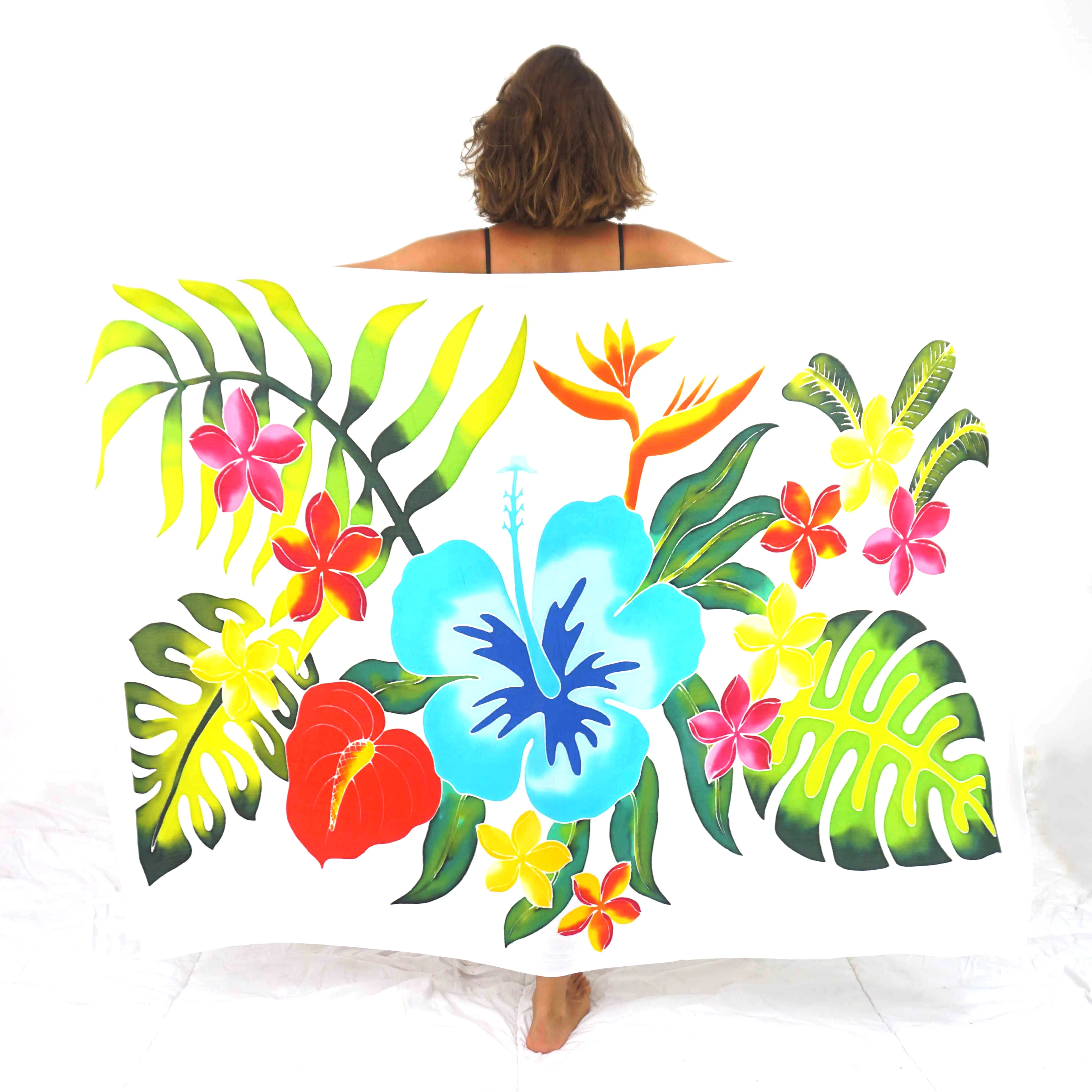 Ручная роспись в гавайском стиле саронг Парео 100% высочайшего качества из искусственного шёлка, продажа по оптовым ценам; Принт Пляжная накидка HP013-006R1