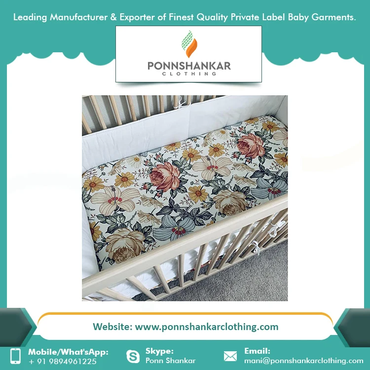 Baby Crib Sheet Lowest Price Bulk Sale New Arrival Design 100% Organic Cotton Baby Crib Sheet