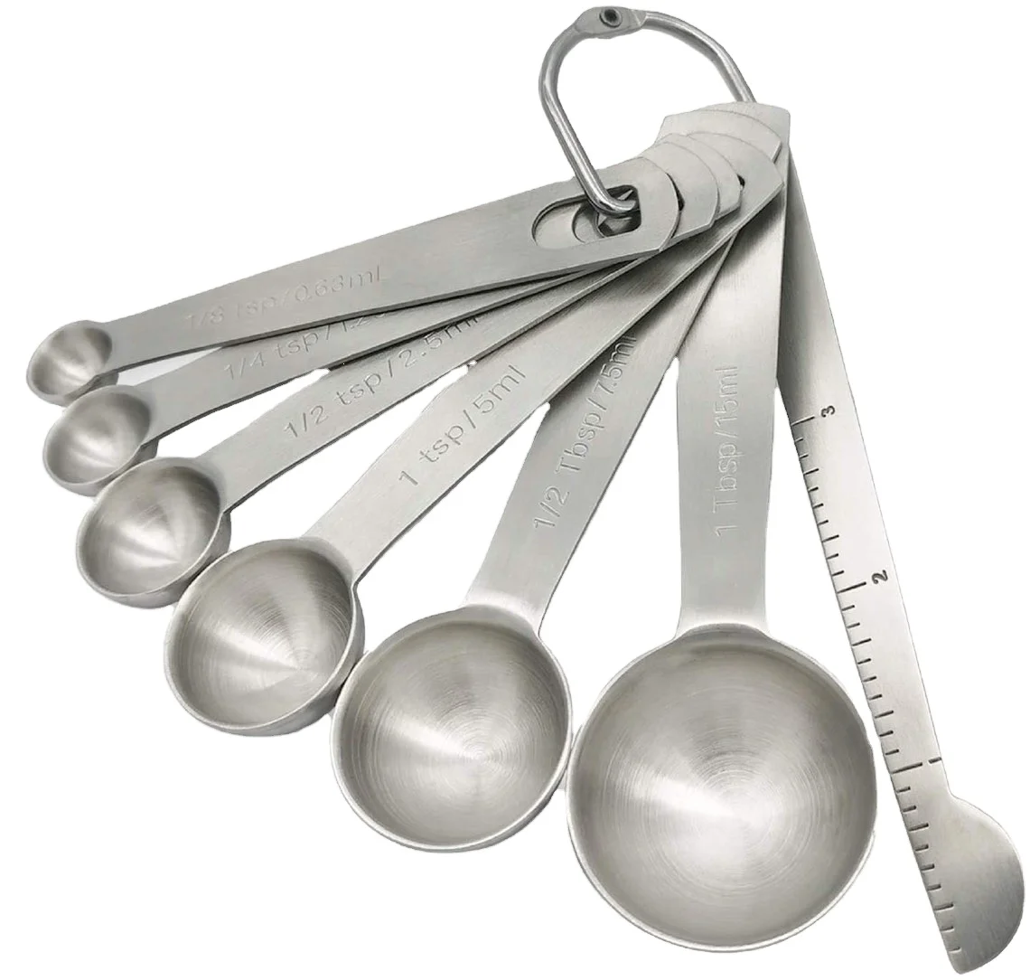 Набор из 8 мерных ложек нержавеющей стали премиум-класса изящный дизайн идеально подходит для выпечки и приготовления кухонных инструментов