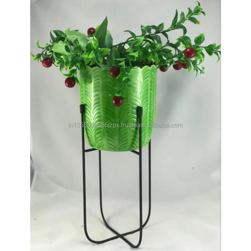 High Quality Metal Planter Stand Powder Coated Iron Cylinder Design Home Garden Decor Colorful Powder Coating Pack Pots Floor