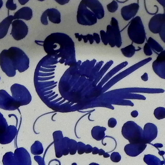 20CM / 7.8IN CERAMIC ROUND BOWL WITH BLU BIRD DESIGN HANDMADE IN ITALY