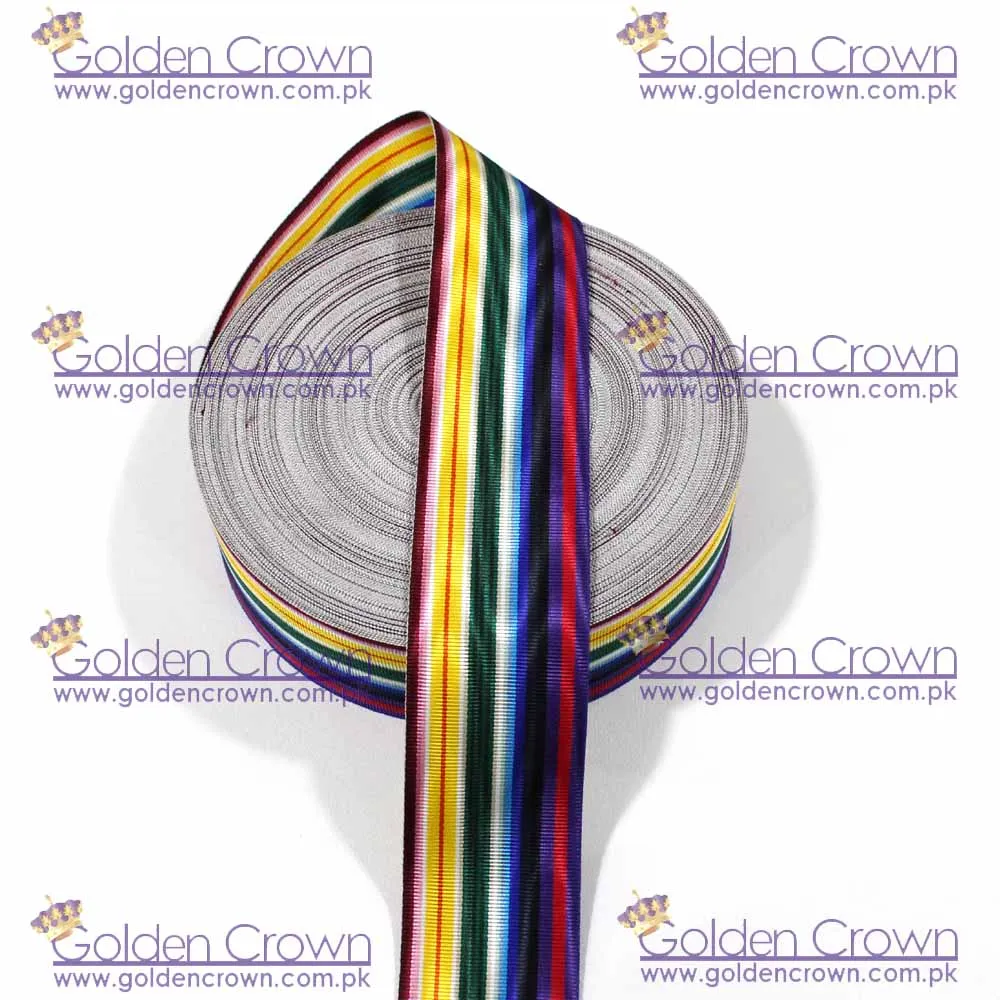 Радужная муаровая полосатая корсажная лента | Поставщик масонской ленты