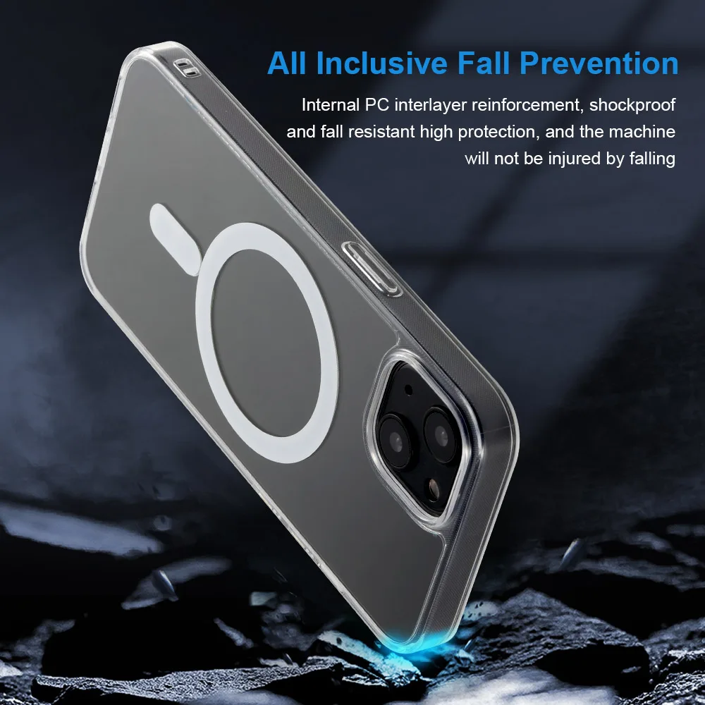2021 New Magectic Wireless Chargers TPU Transparent Case for iPhone 13 12 11 X Case Protecting Mobile Phone Case