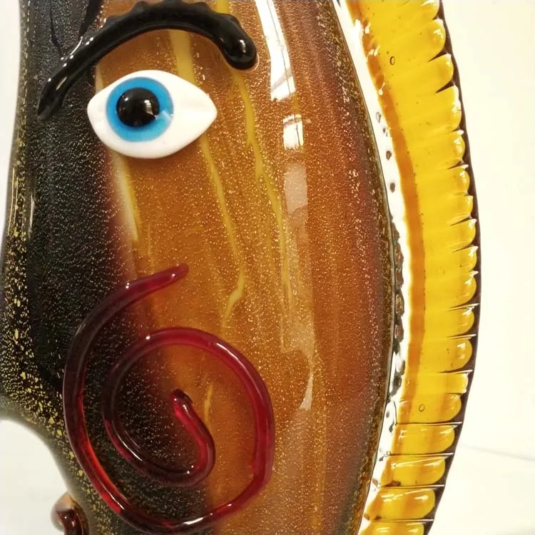 Festival gift hand made blown glass abstract face vase