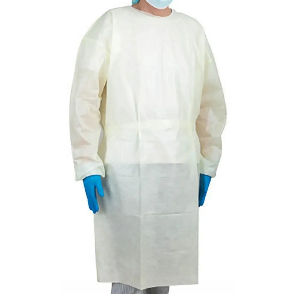 Protective Procedure Gown X-Large Yellow NonSterile AAMI Level 2 Disposable