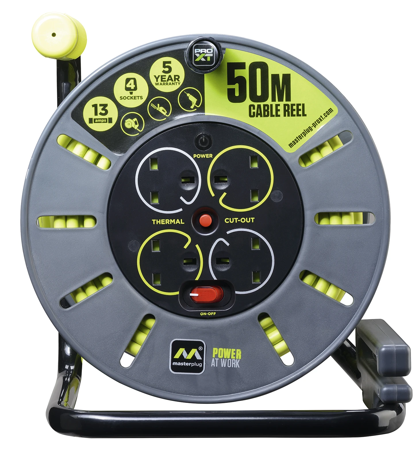 Masterplug PRO-XT OLU50134SL 50M Open Reel 4 X 13A