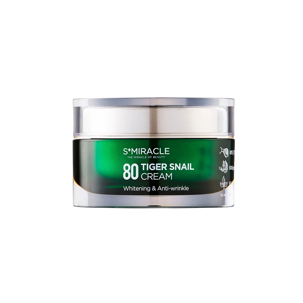 S+Miracle Tiger Snail 80% Cream 50ml Whitening Anti-wrinkle Improvement Deep Moisturizing Skin Care Nutrition Korean Cosmetics