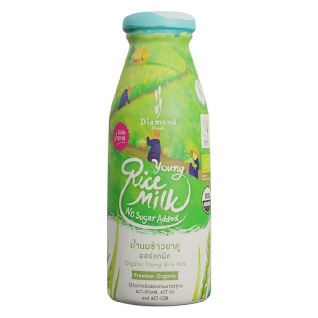 Organic Young Jasmine Rice Milk No Added Sugar 180ml Diamond Fresh Premium Quality from Thailand for 100% Export