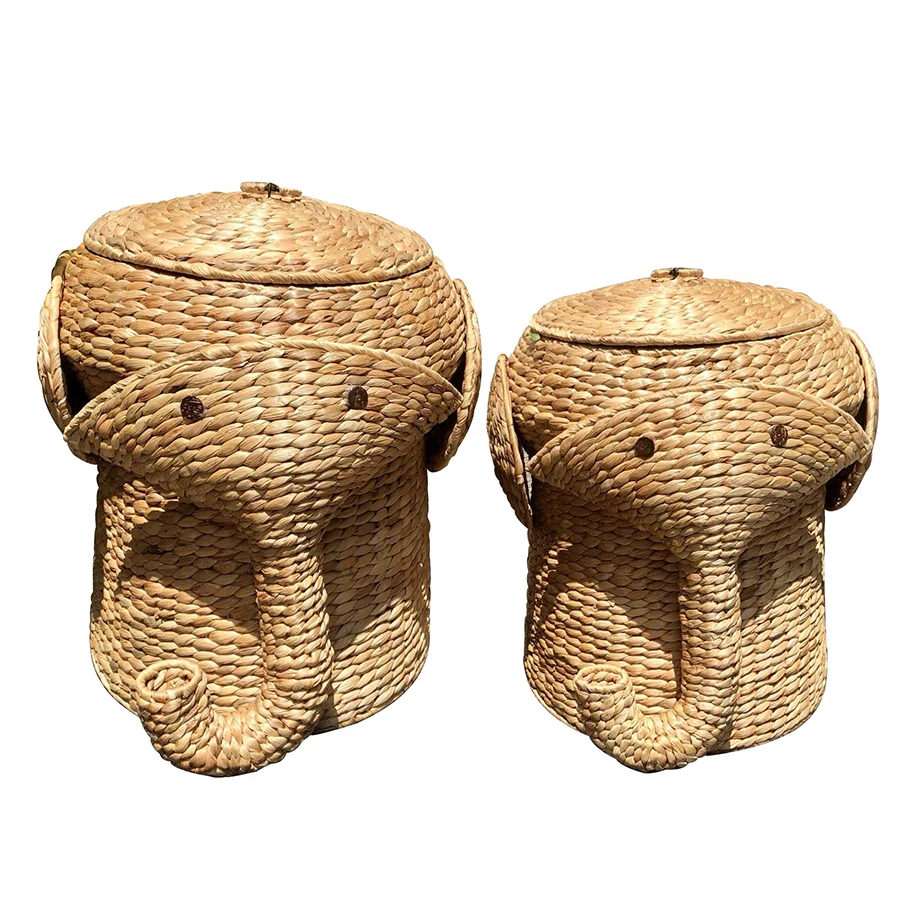 Elephant Hamper Storage Basket Hot Trend Eco- Friendly Handmade Storage Seagrass Wicker Animal Water Hyacinth