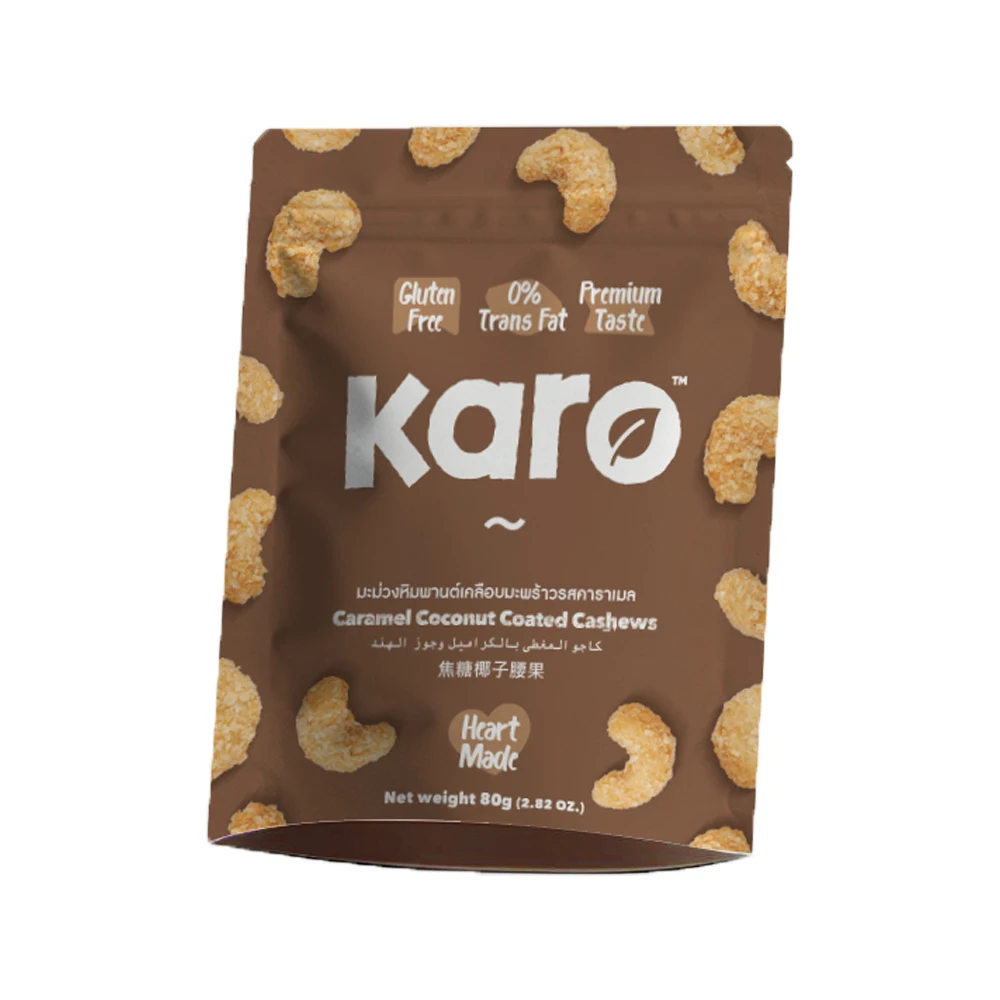 Best Nut with High Quality Snack Karo-Caramel Coconut Coated Cashews 80g from Thailand