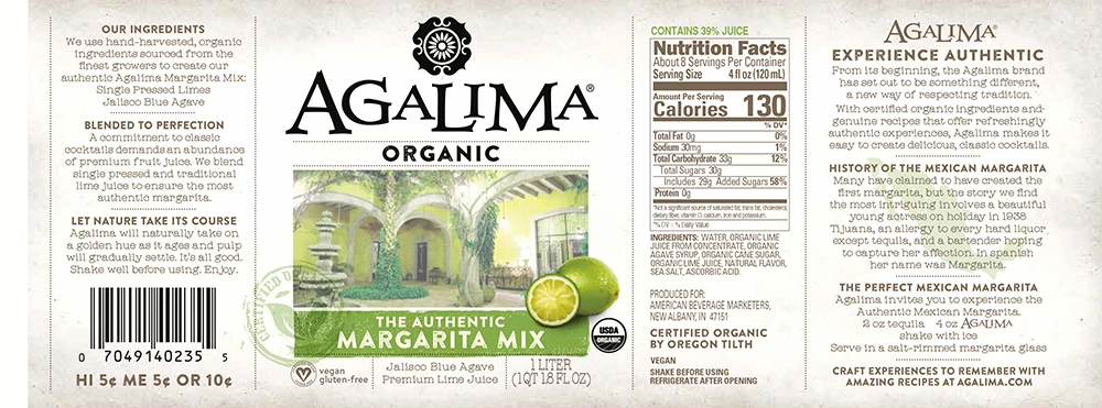 
Agalima Margarita - 1 Liter Ready-To-Use Non-Alcoholic Cocktail Mix 
