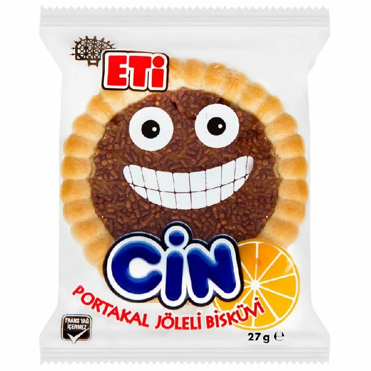 Печенье ETI CIN с ароматом апельсиновой клубники и желе со специальной целлюлозой апельсина какао гранулами на форме