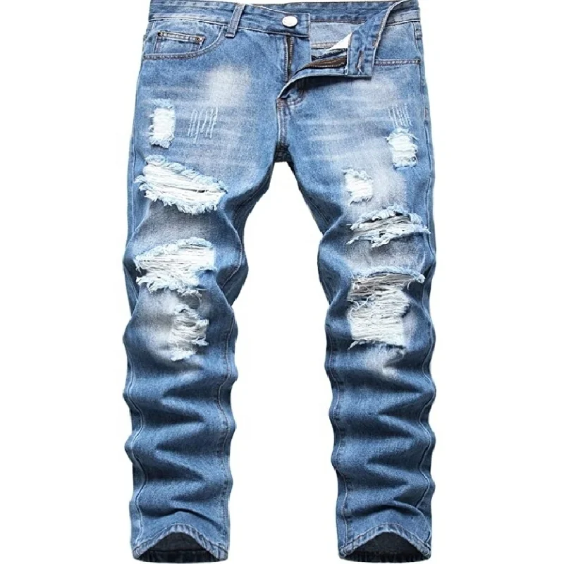 
Latest Wholesale Casual Stylish Men Straight Denim Slim Fit Ripped Trousers Jean Pants by inspire apparel 