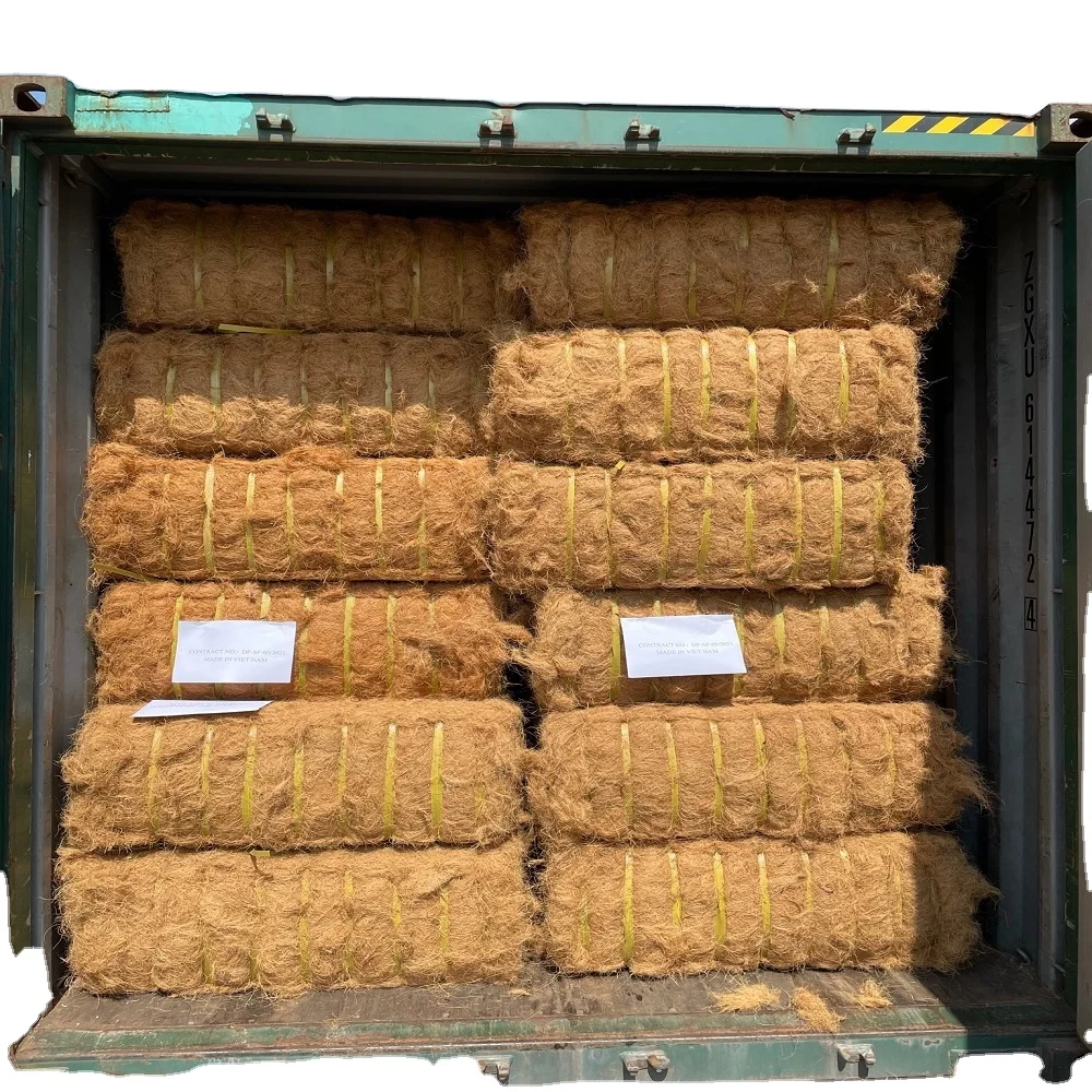 Wholesales Export Coconut Fiber 100% Natural for mattress production Premium quality Brownish yellow made in Viet Nam