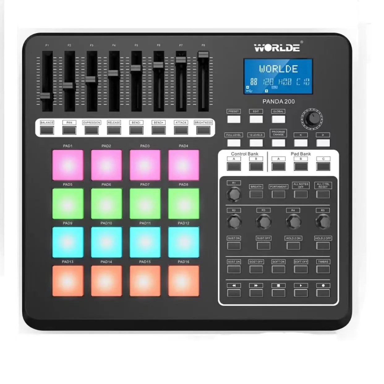 Worlde Panda 200 DJ MIDI drum machine pad Controller Keyboard sound equipment audio studio recording for musical instrument