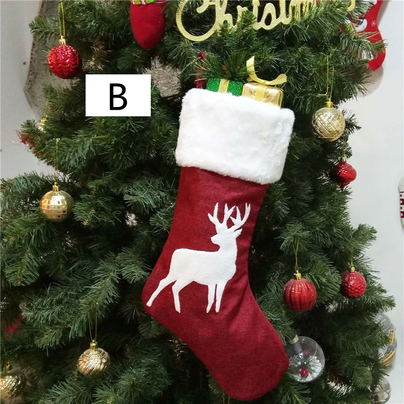 High Quality Soft Christmas Stocking Socks with Santa and Elk for Christmas Celebration