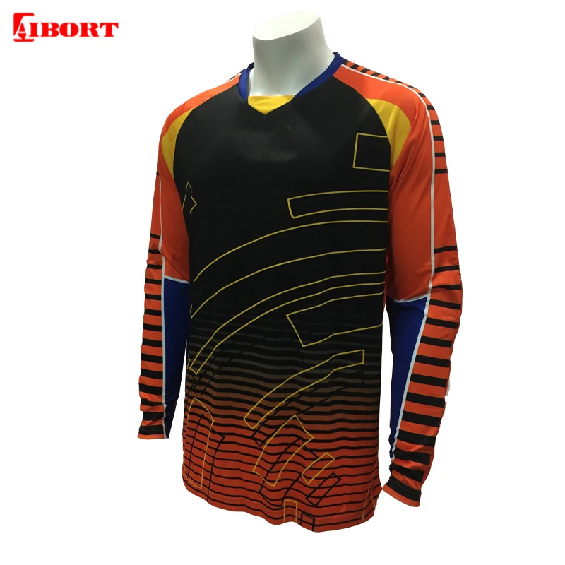 Aibort sublimation cheap custom  long sleeve soccer wear/soccer jersey/soccer shirt goal keeper soccer jersey set wholesale
