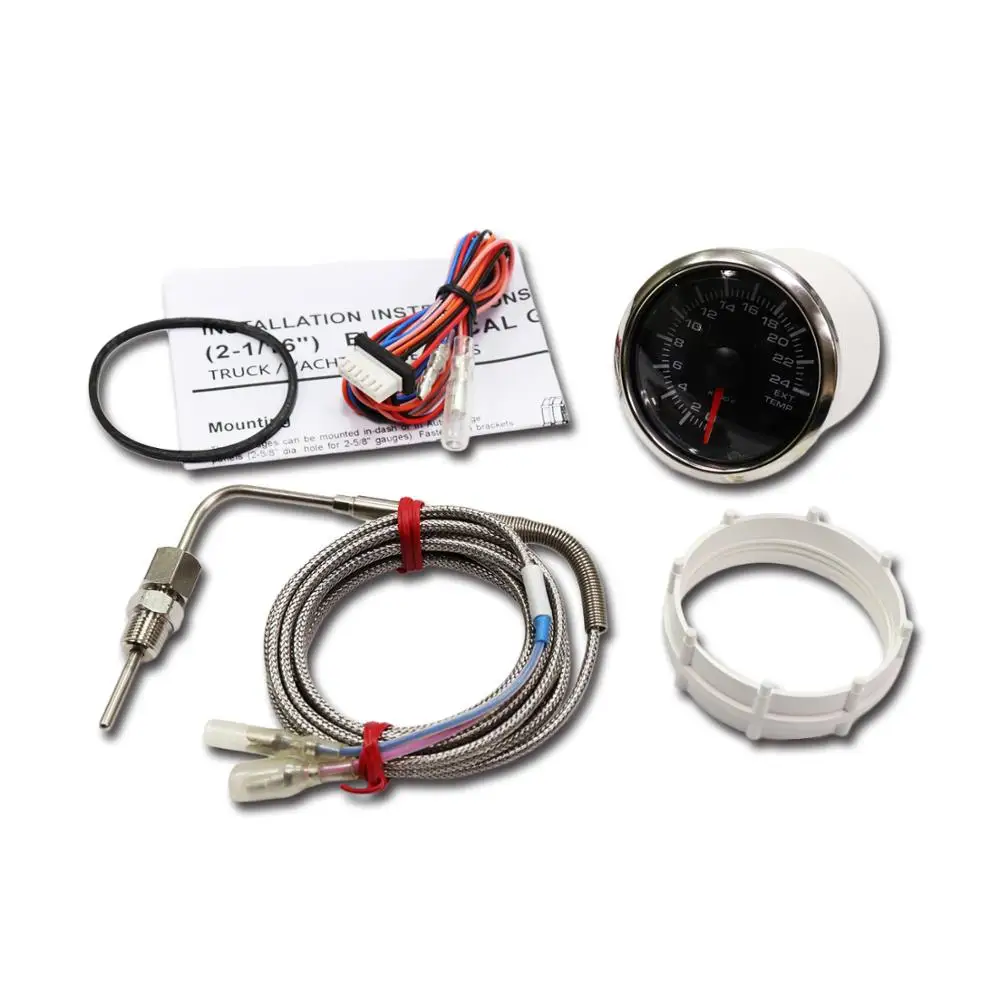 Taiwan Made 52 mm Auto Exhaust Gas Temperature Gauge White LED Black Face For