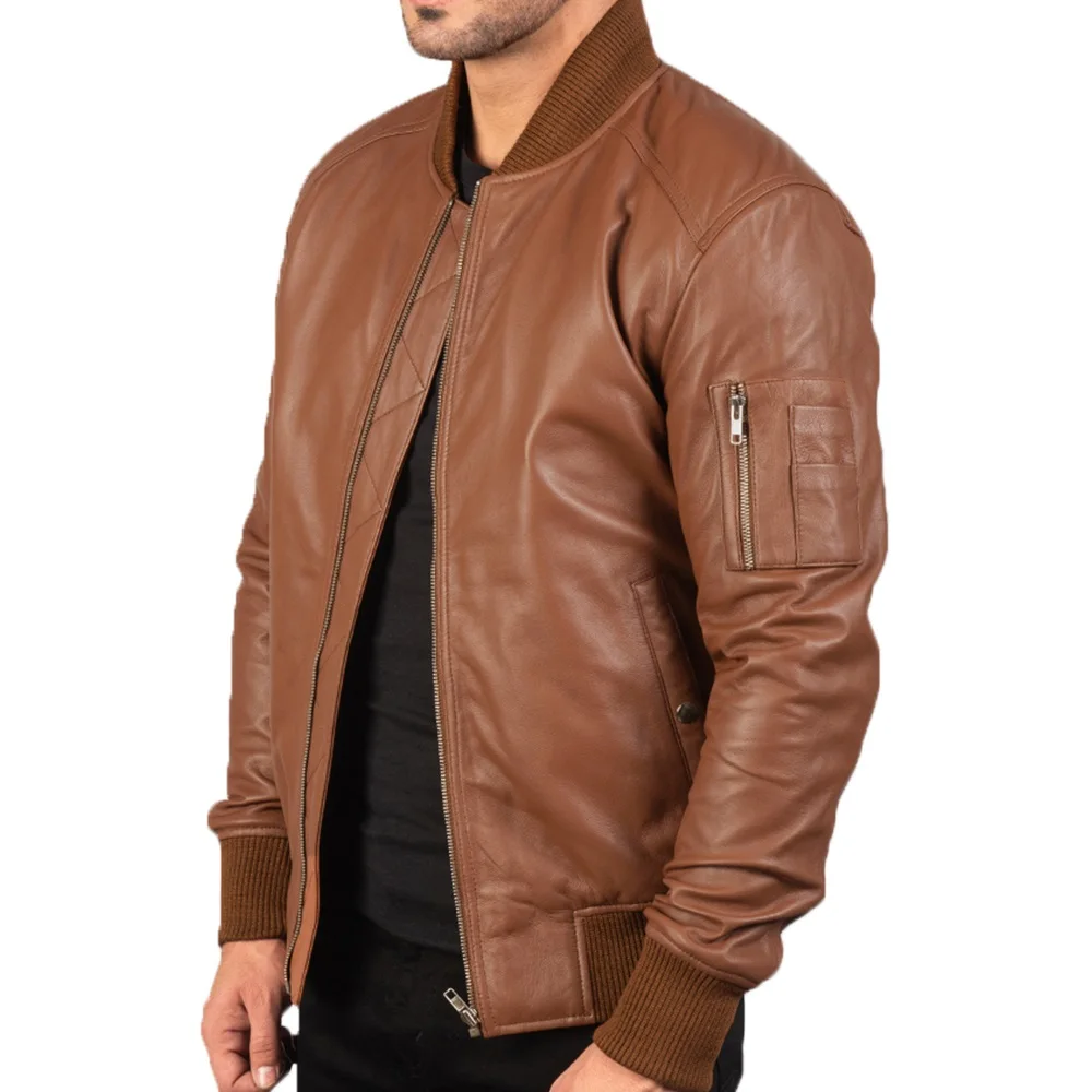 Red Color Genuine Leather Jacket Men Leather Jackets