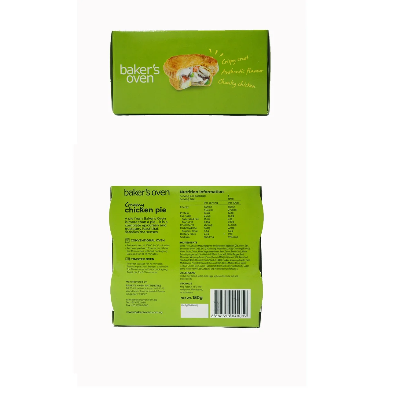 
150g Frozen Creamy Salty Mix Vegetable Spinach Round Chicken Pie In Colored Boxes Packaging 