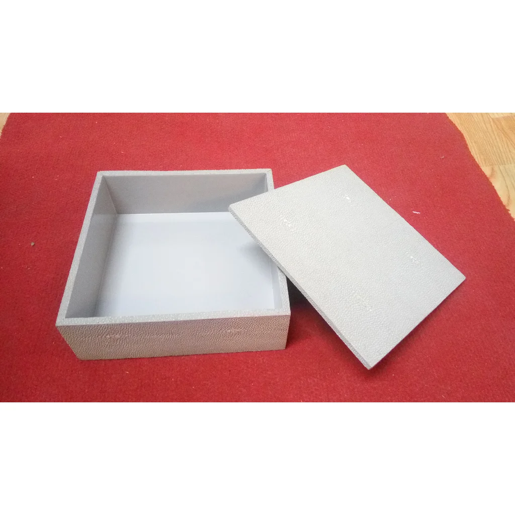 Легкий серый уголь искусственная шагреневая шкатулка модель 007 МДФ + шагрен бархат 0 19x0 07 шарнирная бумага без квадранта