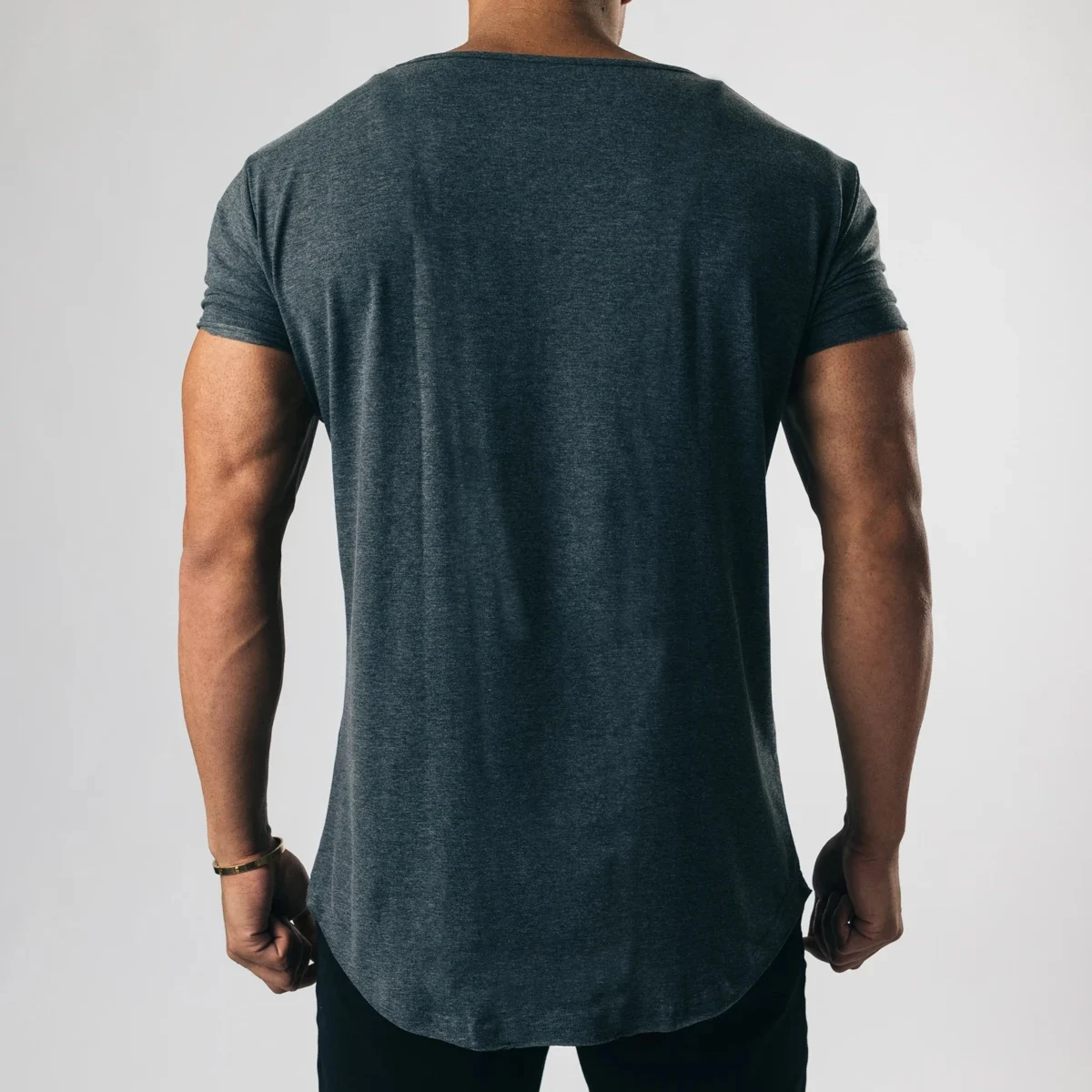 custom color gym shirt very heavy cotton Longline men oversized curved hem print tee whosale gym tshirt