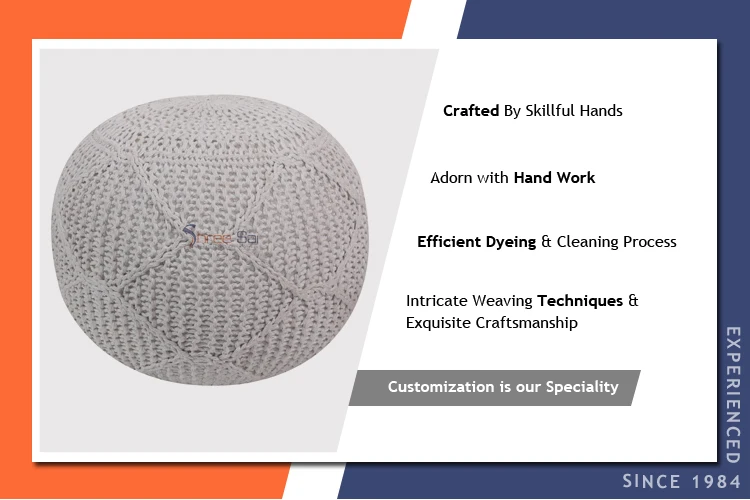 Пенополистирольные шарики 45x45x45 см ручная вязка современный стиль чистый хлопок пуф для пола