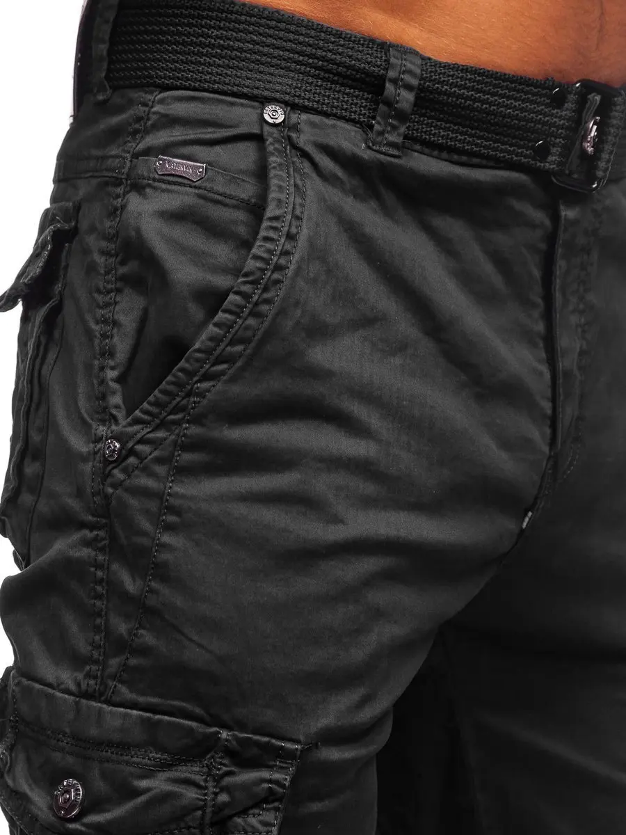 Брюки-карго для мужчин джоггеры темно-зеленые брюки-карго с карманом на молнии сбоку из 100% хлопчатобумажной ткани