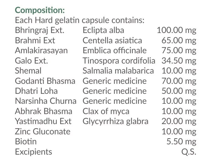 
Best ayurvedic natural hair growth biotin capsules for men and women for treatment of damaged frizzy hair and hair loss 