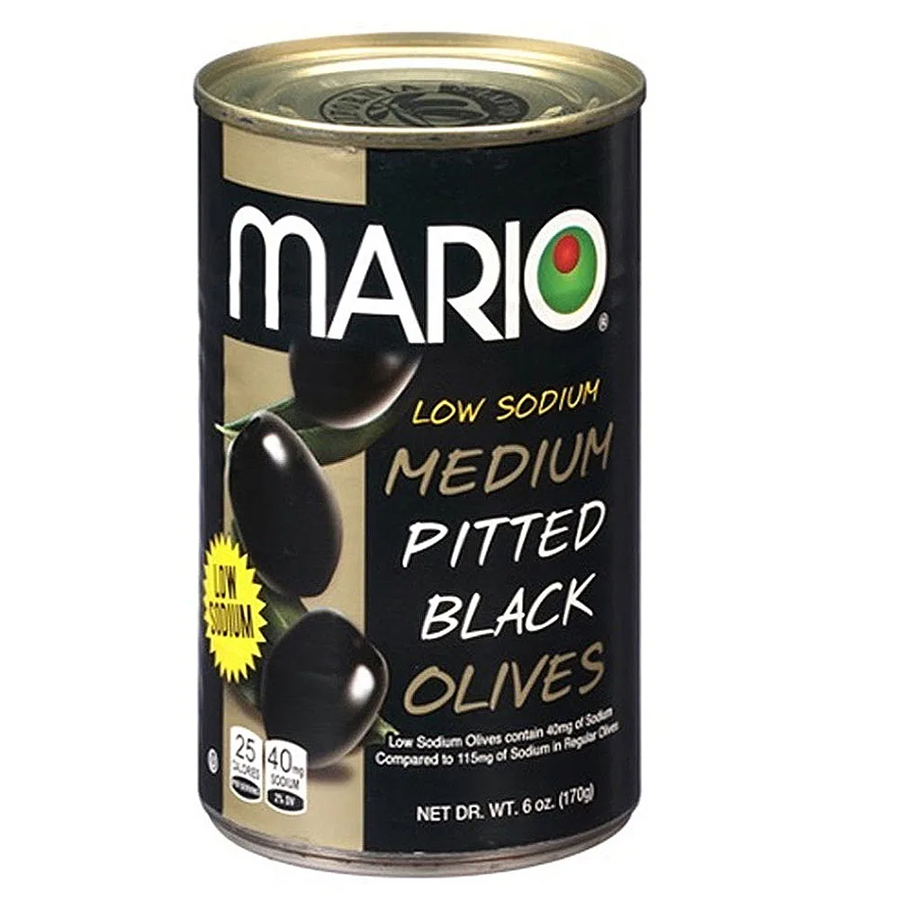 Mario Camacho 6.oz Ripe Pitted Medium Low Sodium Perfect Flavor For Meals And Healthier Snack Black Olives