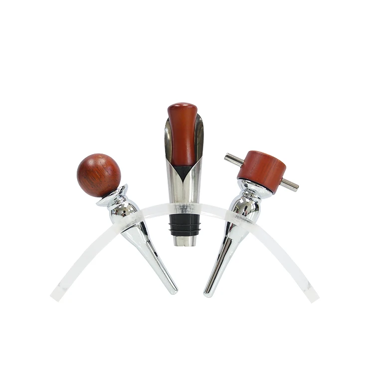 Amazon product 3pcs Wooden Top Wine Bottle Stopper Wine Kits Set with Acrylic rack