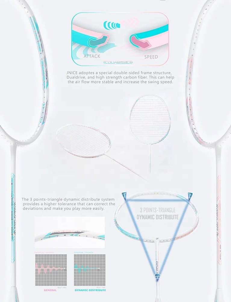 JNICE best Bicolor 5U Nano Graphite badminton