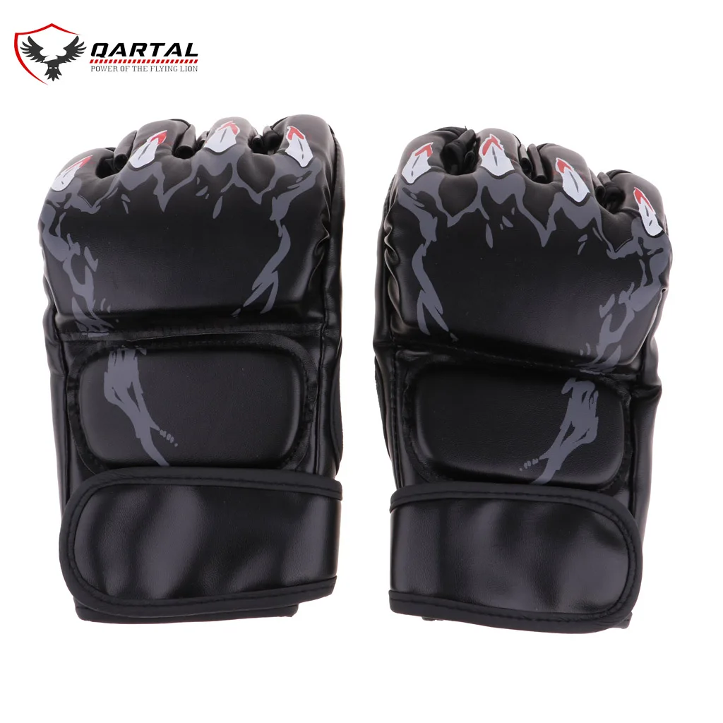 Best Quality Genuine Leather Half Finger MMA Boxing Sports Gloves Professional Fighting Training Gloves Custom Logo & Design