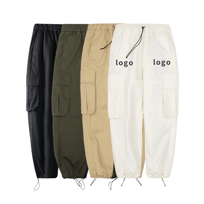 Custom Printing Logo Sportswear Track Trousers Drawstring Pants With Pockets Man Trousers Casual Cargo Pants Sweatpants Joggers