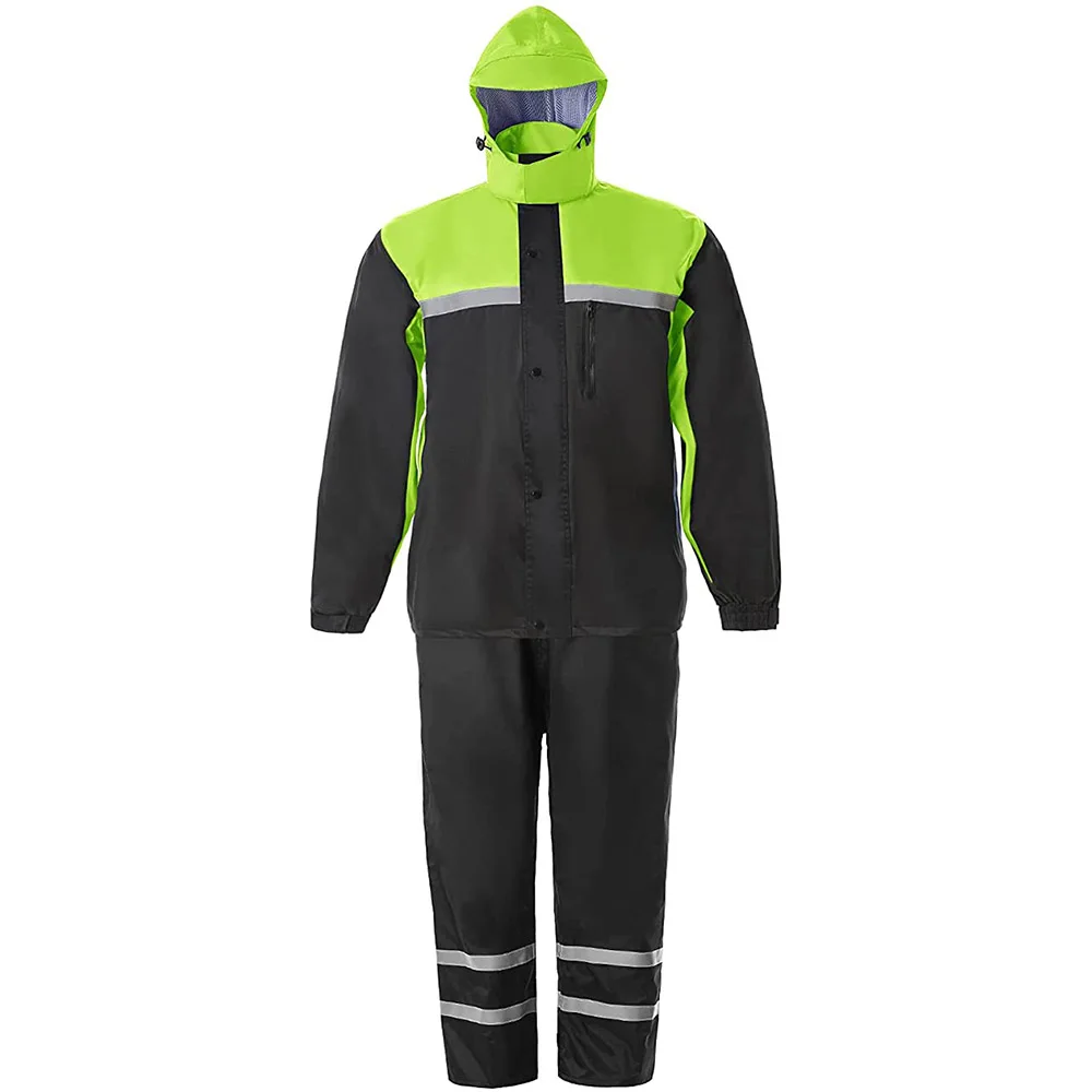 rain gears black pvc polyester 0.32mm rain suit
